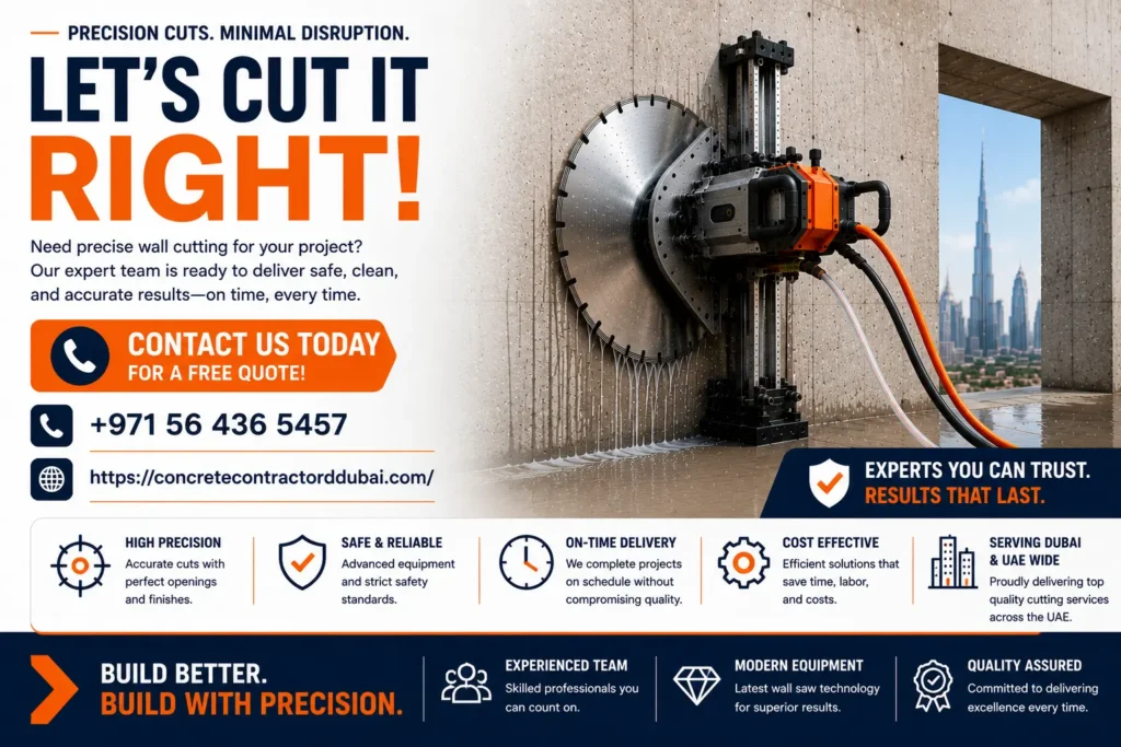 Contact for Best Wall Saw Cutting Services in Dubai