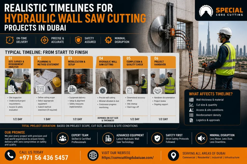 Hydraulic Wall Saw Cutting Projects in Dubai
