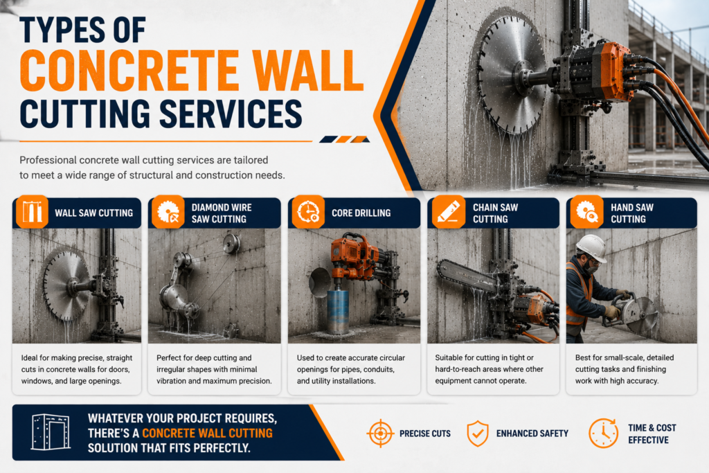 Types of Concrete Wall Cutting Services Dubai