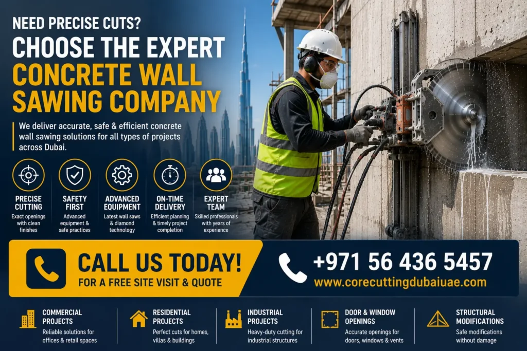 Contact for Best Concrete Wall Sawing Company in Dubai