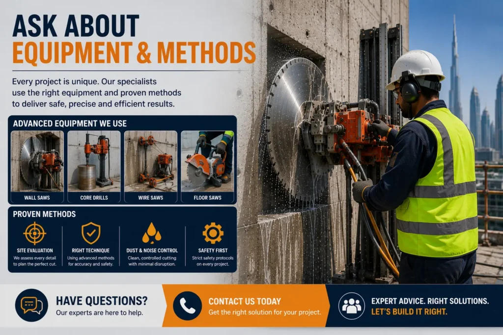 Modern Concrete Wall Cutting Work Dubai
