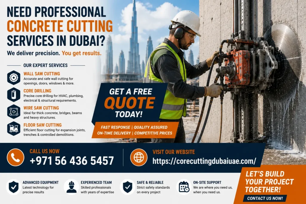 Contact for Professional Concrete Cutting Service in Dubai