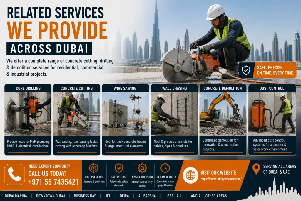 All Services of Concrete Core Drilling in Dubai