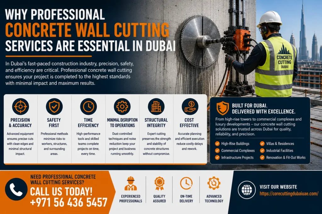 Professional Concrete Wall Cutting Services in Dubai