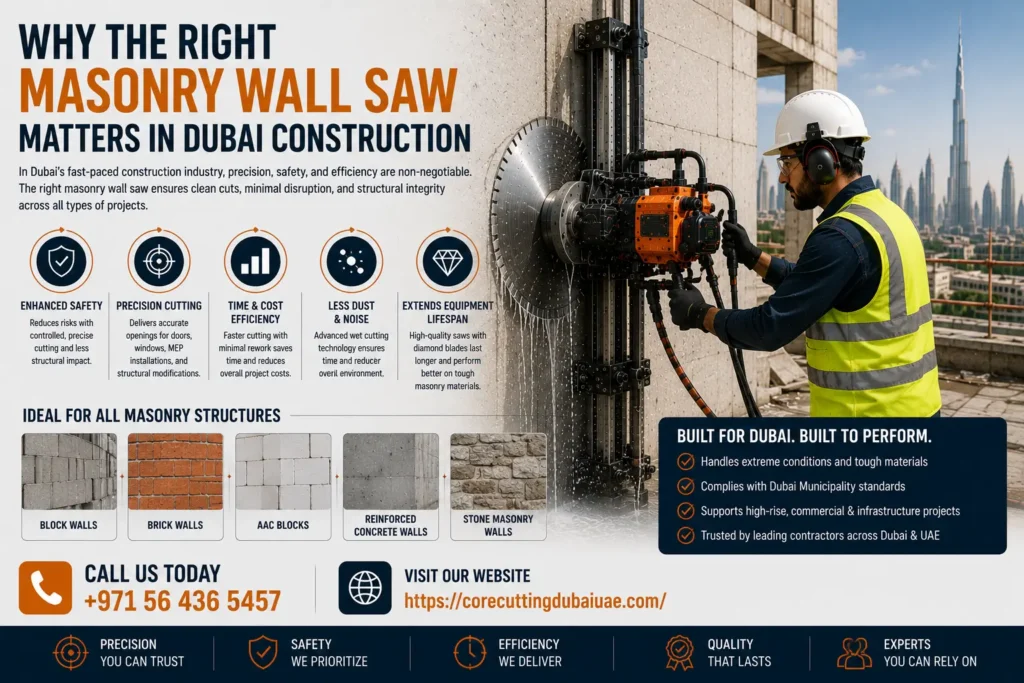Right Masonry Wall Saw Matters in Dubai Construction
