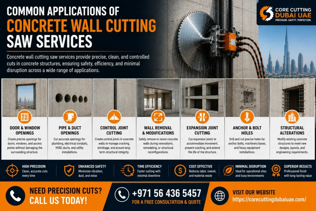 Applications of Modern Concrete Wall Cutting Saw in Dubai