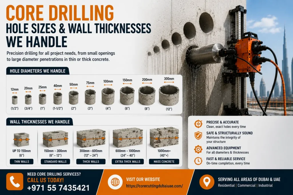 Types of Concrete Core Drilling Near Me in Dubai
