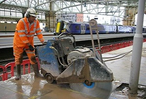 Floor saw cutting